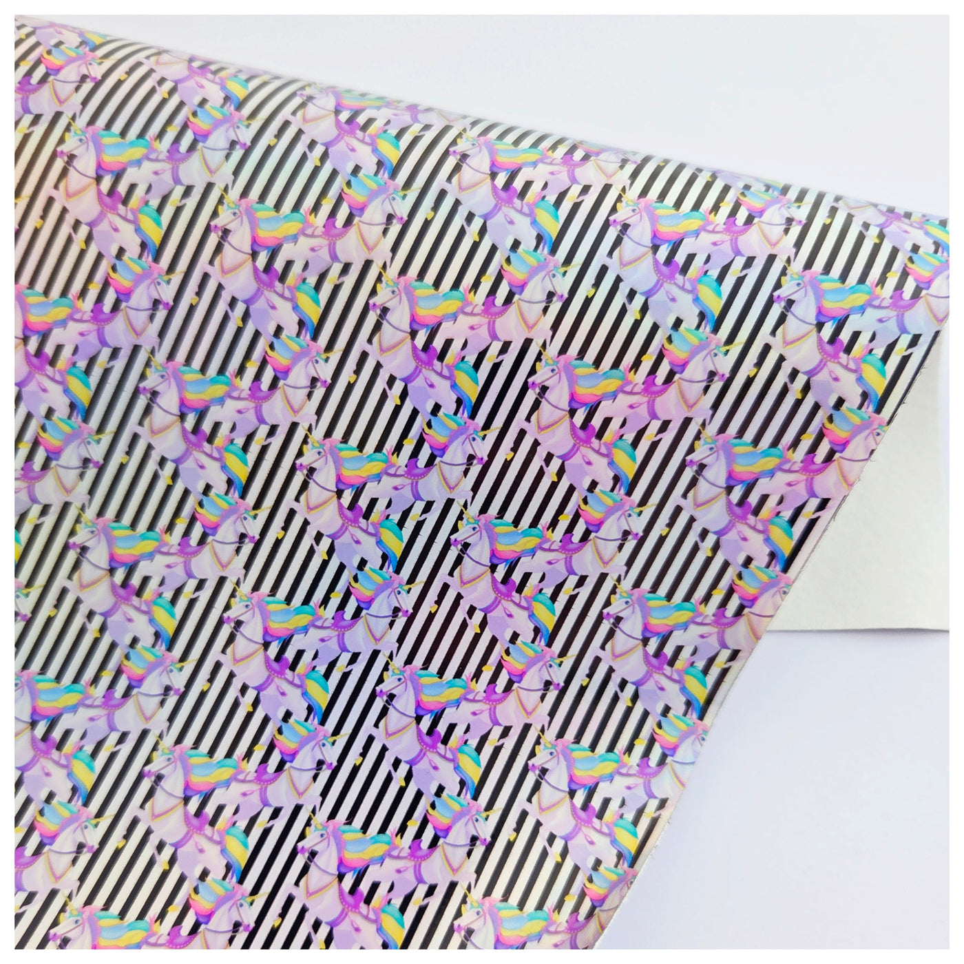 A4 Sheet of Holographic Unicorn Dreams Smooth Faux Leather