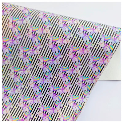 A4 Sheet of Holographic Unicorn Dreams Smooth Faux Leather