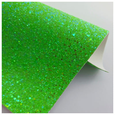 A4 Sheet of Neon Green Chunky Glitter