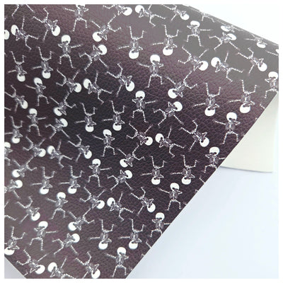 A4 Sheet of Dabbing Skeletons Litchi Leather