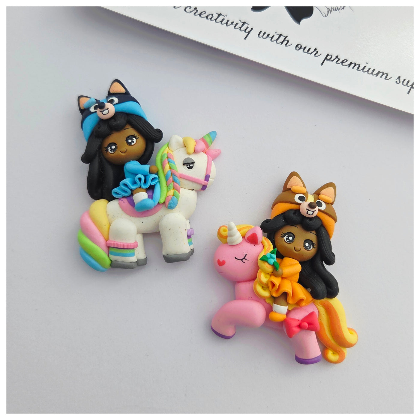 1 × Clay Figure - Pup Girl on a Unicorn (2 variants)