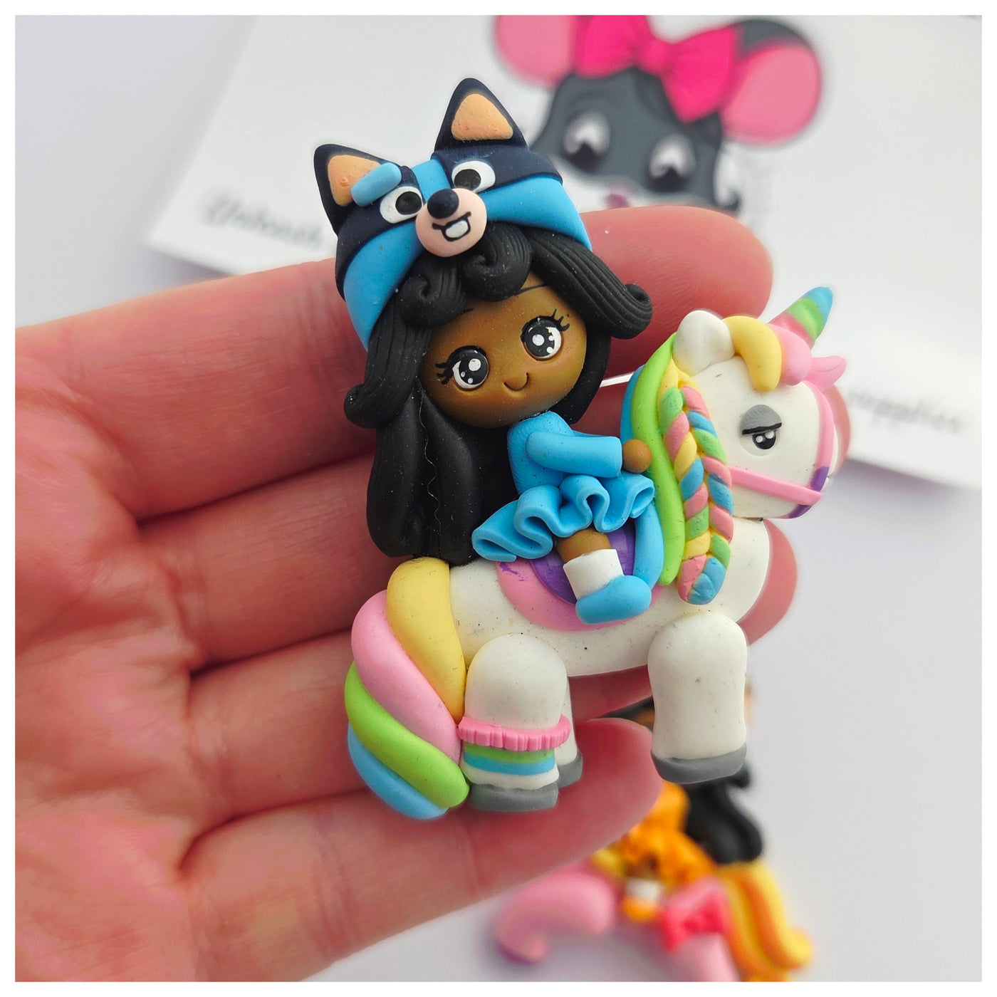1 × Clay Figure - Pup Girl on a Unicorn (2 variants)