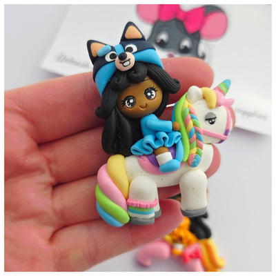 1 × Clay Figure - Pup Girl on a Unicorn (2 variants)