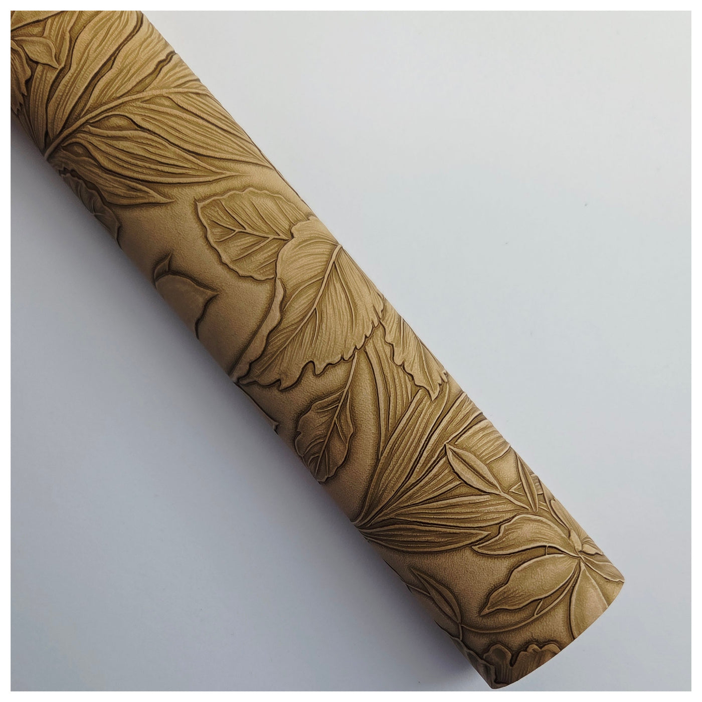 A4 Sheet of Brown Beige Embossed Tropical Floral Faux Leather