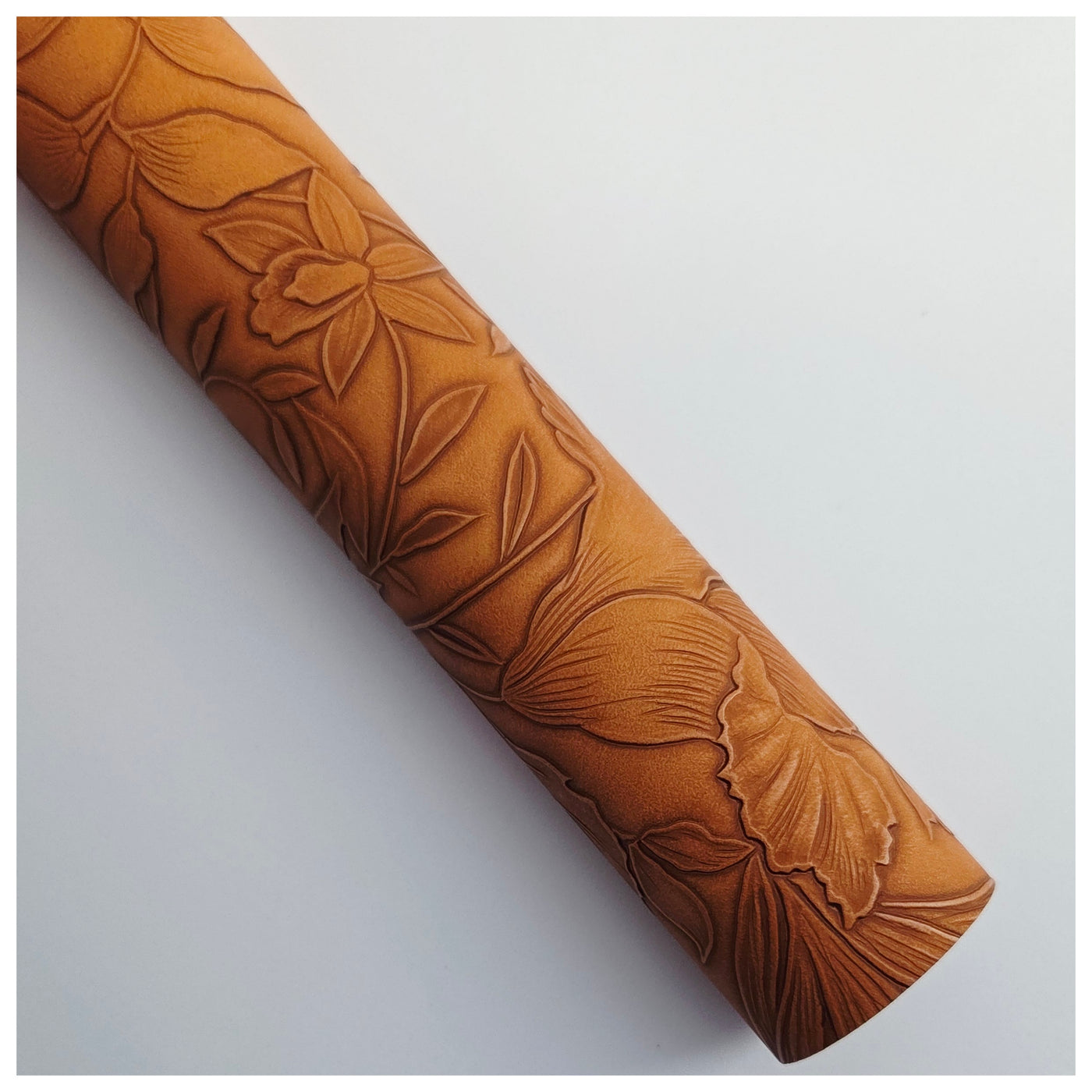 A4 Sheet of Terracotta Embossed Tropical Floral Faux Leather