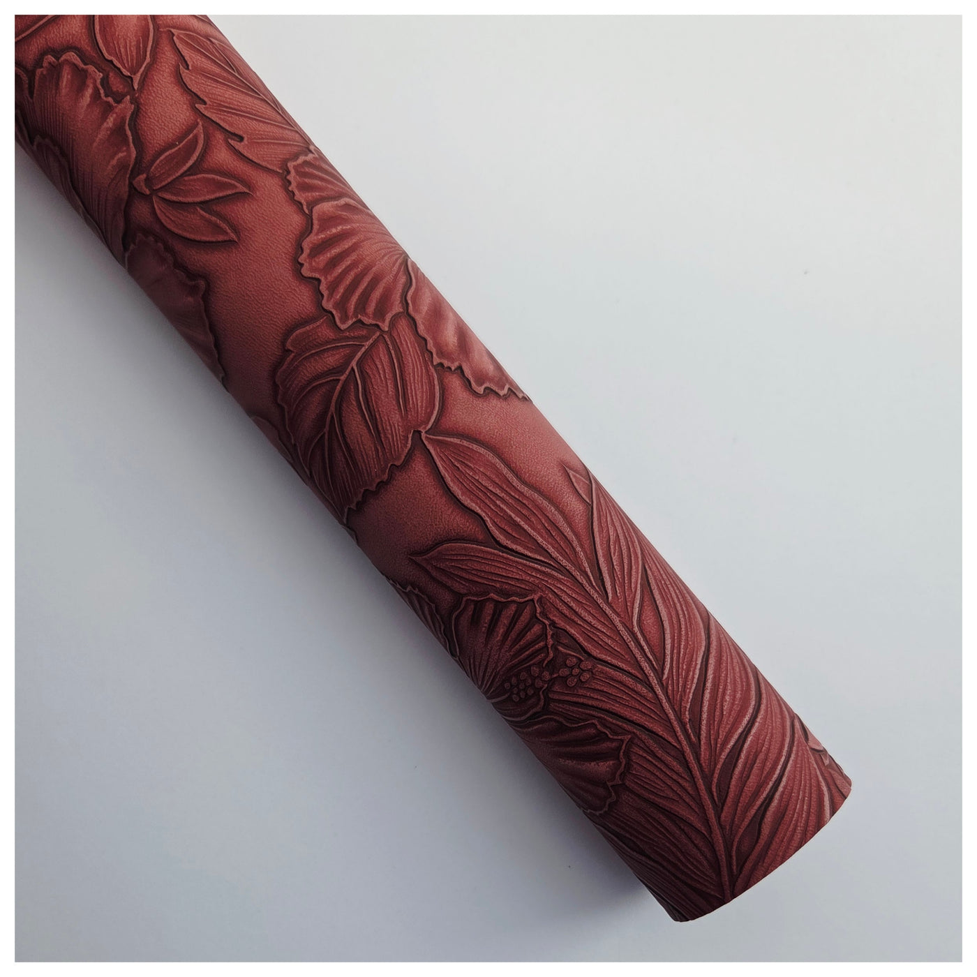 A4 Sheet of Wine Embossed Tropical Floral Faux Leather