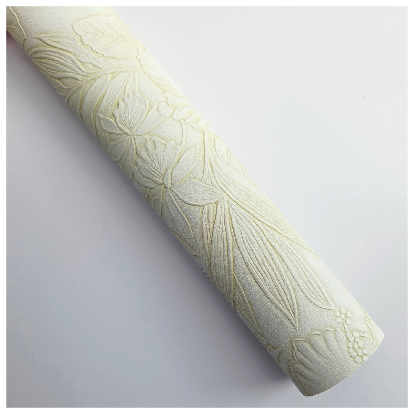 A4 Sheet of Cream Embossed Tropical Floral Faux Leather