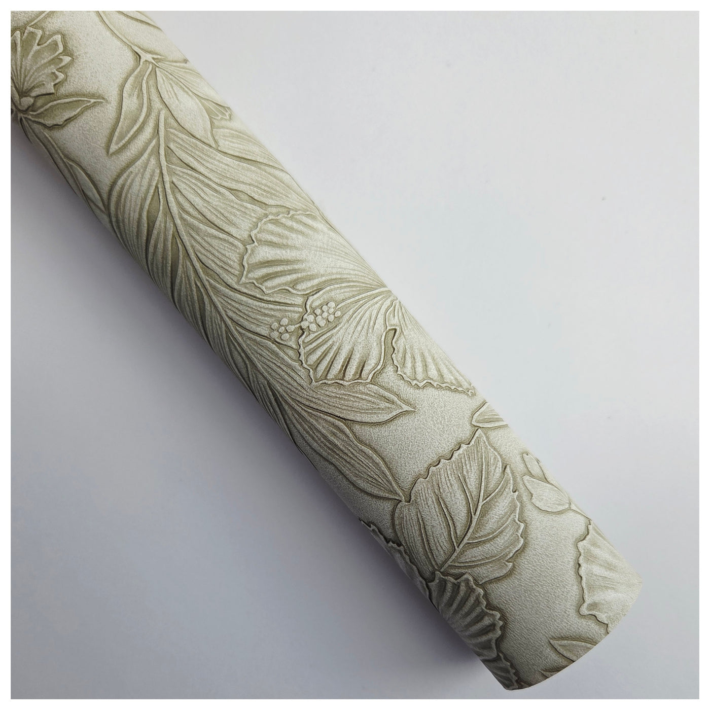 A4 Sheet of Bone Embossed Tropical Floral Faux Leather