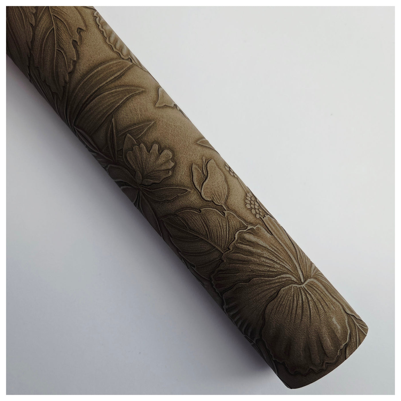 A4 Sheet of Chocolate Embossed Tropical Floral Faux Leather