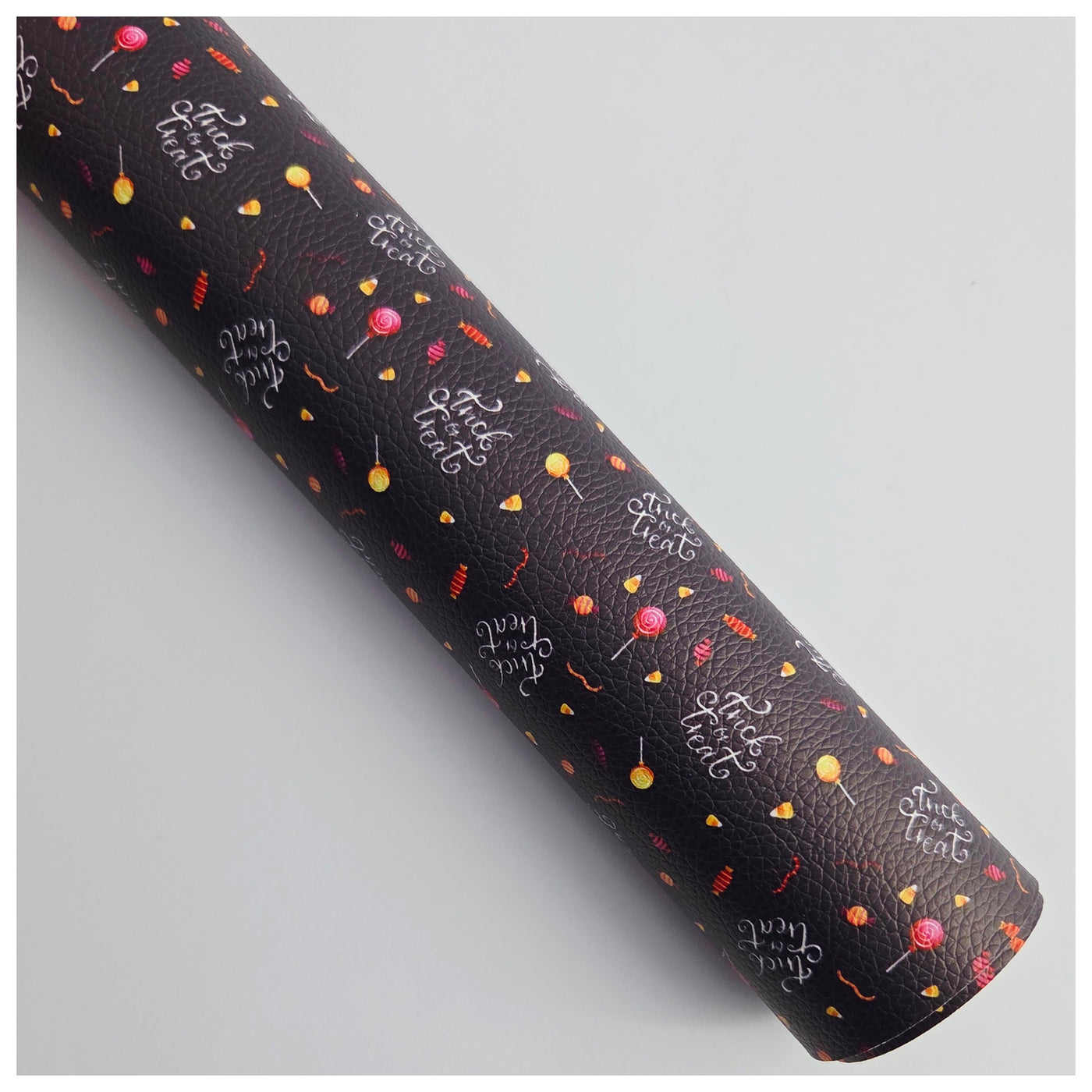 A4 Sheet of Trick or Treat in Black Litchi Leather.