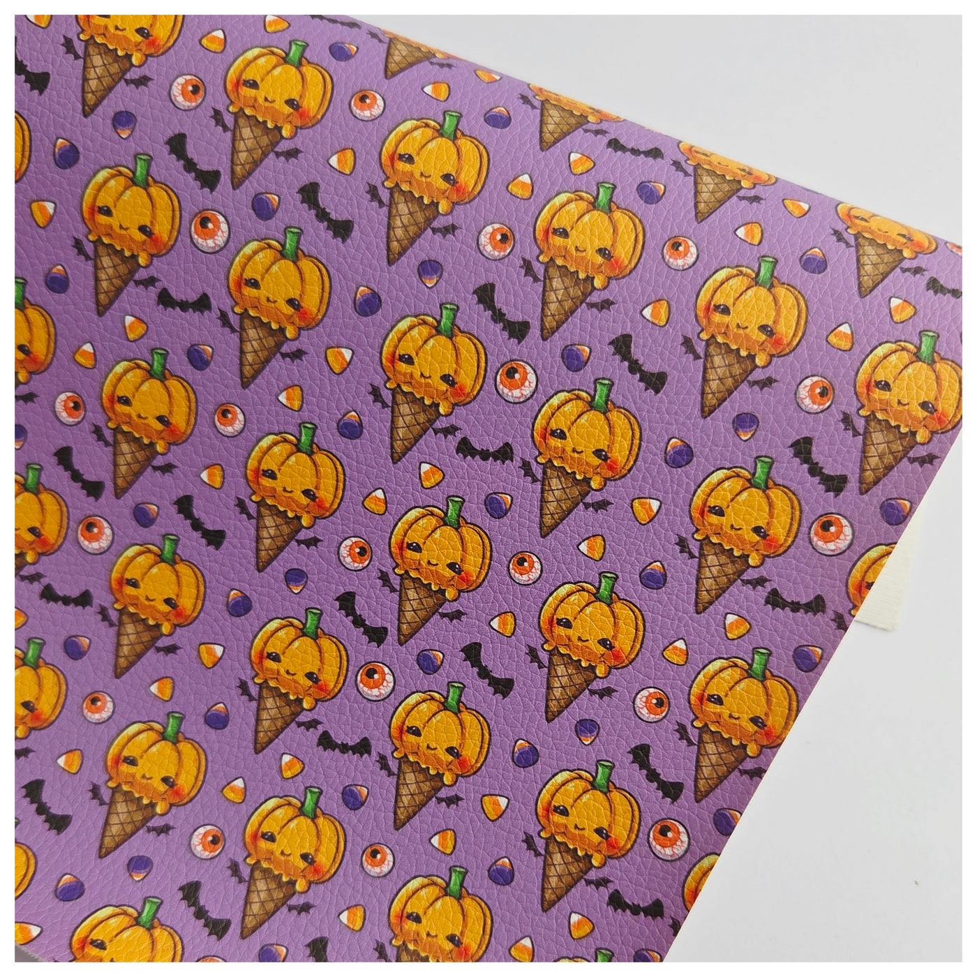 A4 Sheet of Pumpkin Cones Litchi Leather.