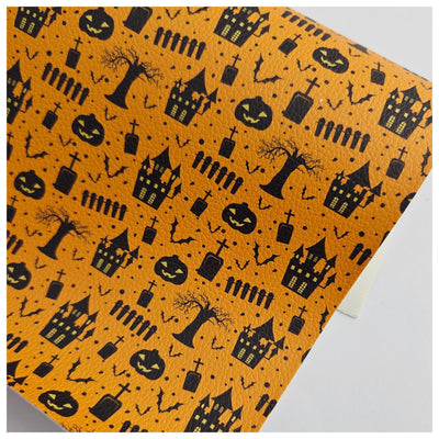 A4 Sheet of Spooky Town Litchi Leather.
