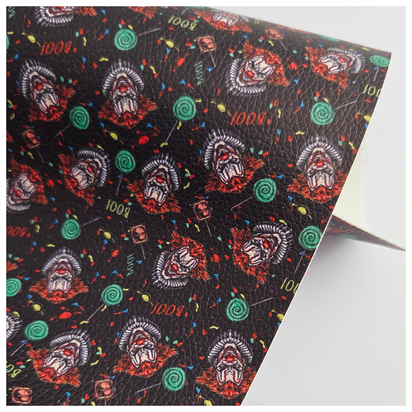 A4 Sheet of Scary Clown Litchi Leather.