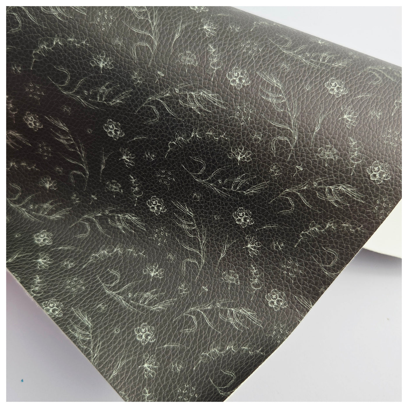 A4 Sheet of Delicate Foliage Litchi Leather