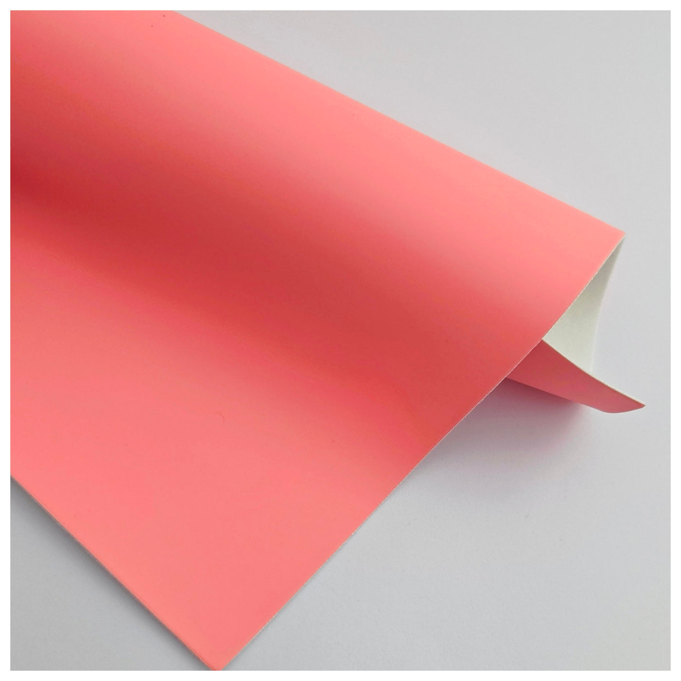 A4 Sheet of Neon Coral Smooth Faux Leather (Glows in the Dark)