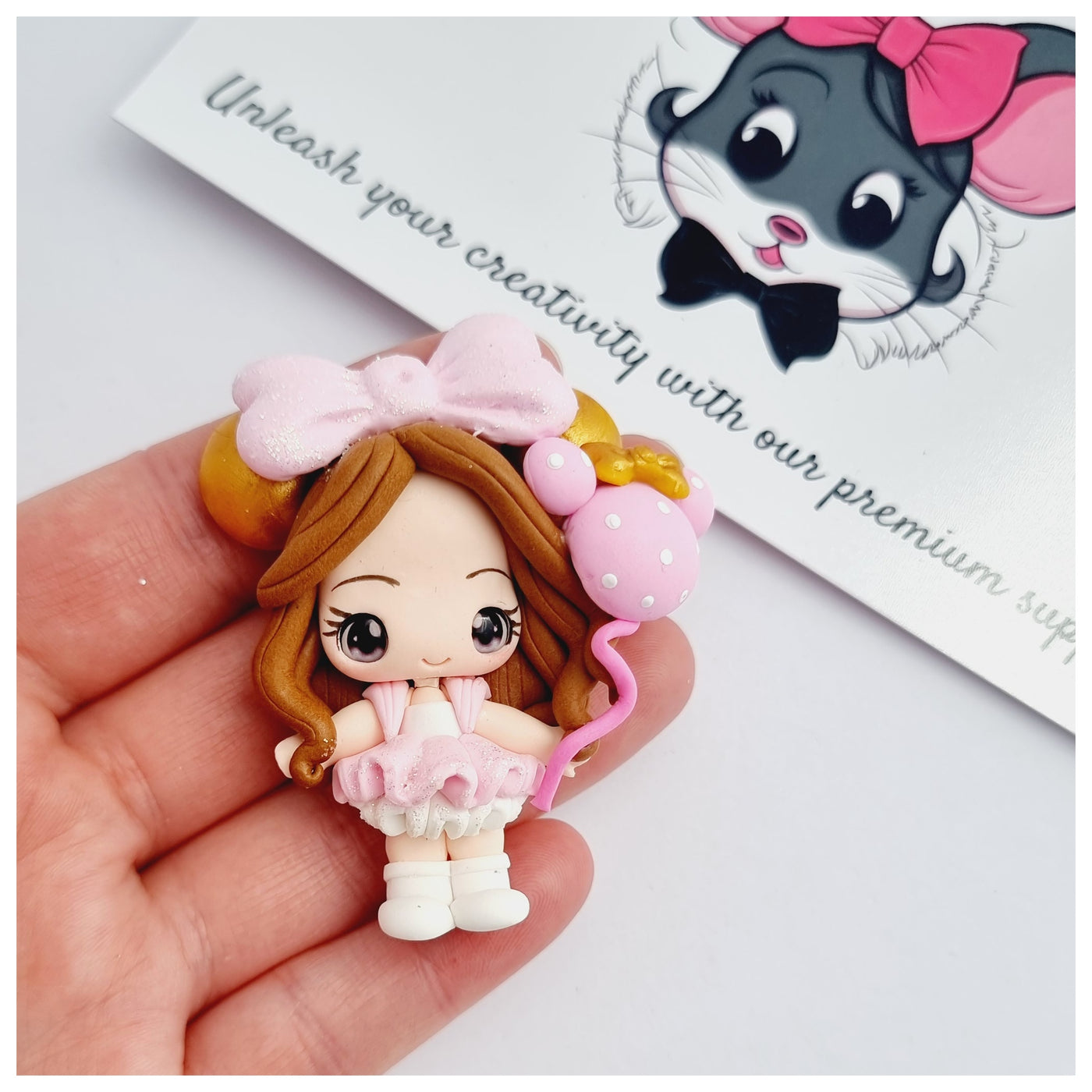 CUTE PINK MOUSE GIRL - 5cm-5.5cm