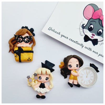 1 x NYE Girl Clay Figure - (3 variants)