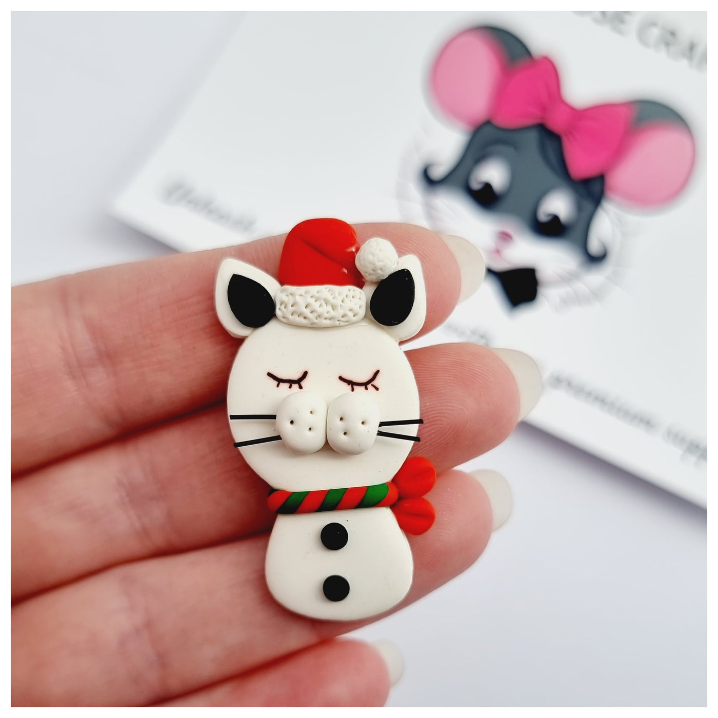 1 x Christmas Cat Clay Figure