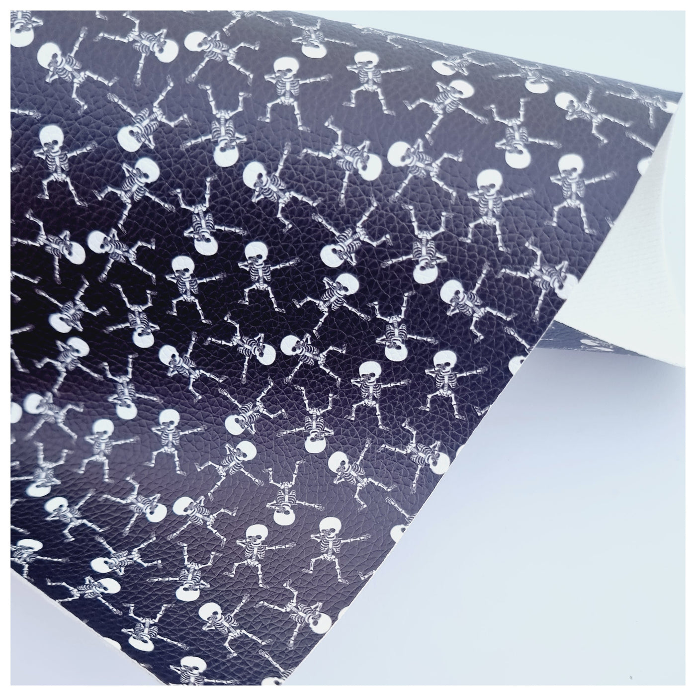 A4 Sheet of Dabbing Skeletons Litchi Leather