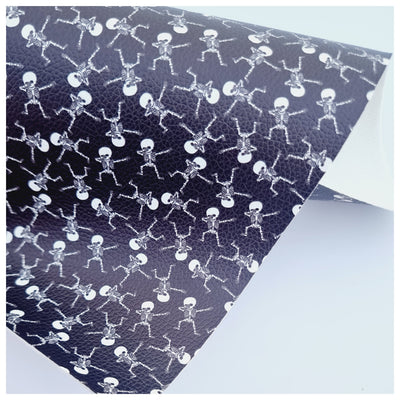 A4 Sheet of Dabbing Skeletons Litchi Leather