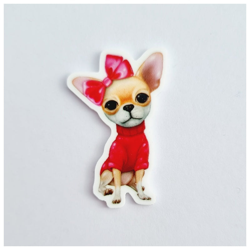 1 x PINK BOW CHIHUAHUA Planar Resin