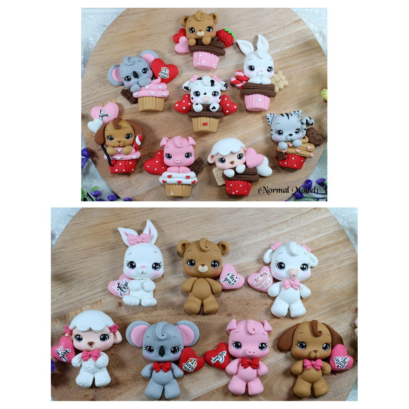 1 x Clay Figure (5cm) - VALENTINE ANIMALS -  15 VARIANTS