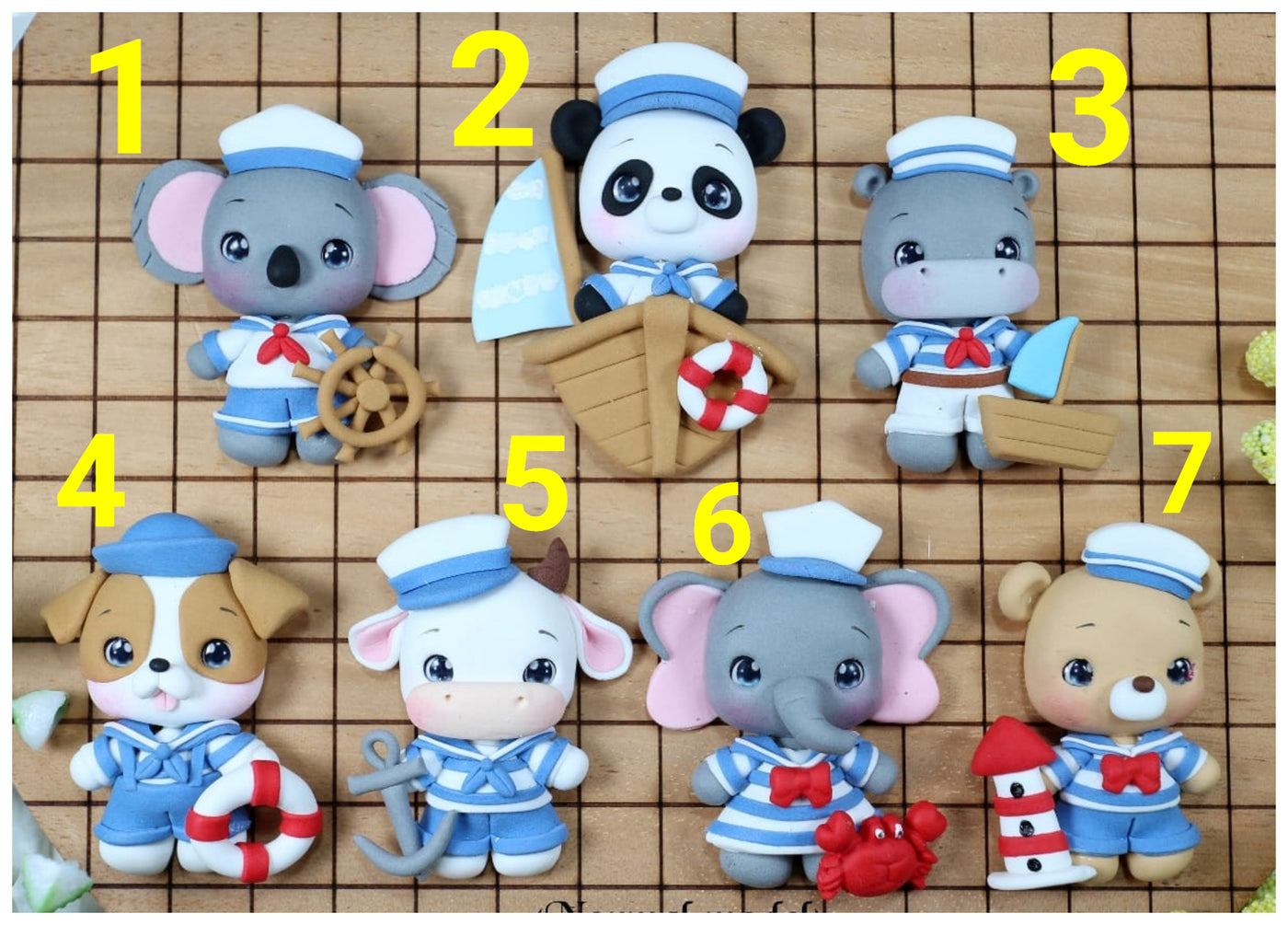 1 x Clay Figure (5cm) - NAUTICAL ANIMALS -  7 VARIANTS