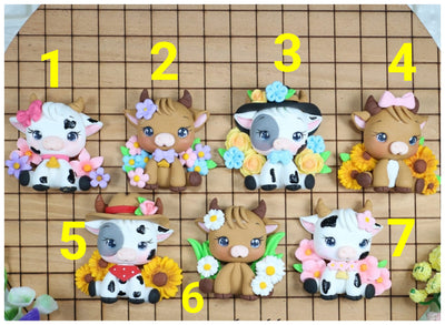 1 x Clay Figure (5cm) - COWS -  7 VARIANTS