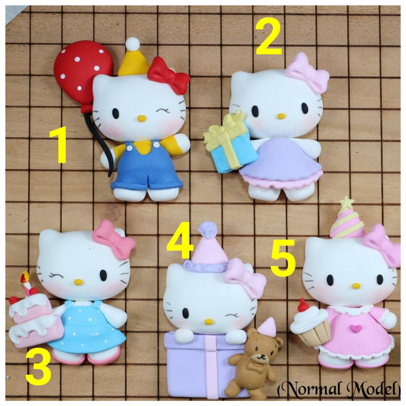 1 x Clay Figure (5cm) - BIRTHDAY KITTY - 5 VARIANTS