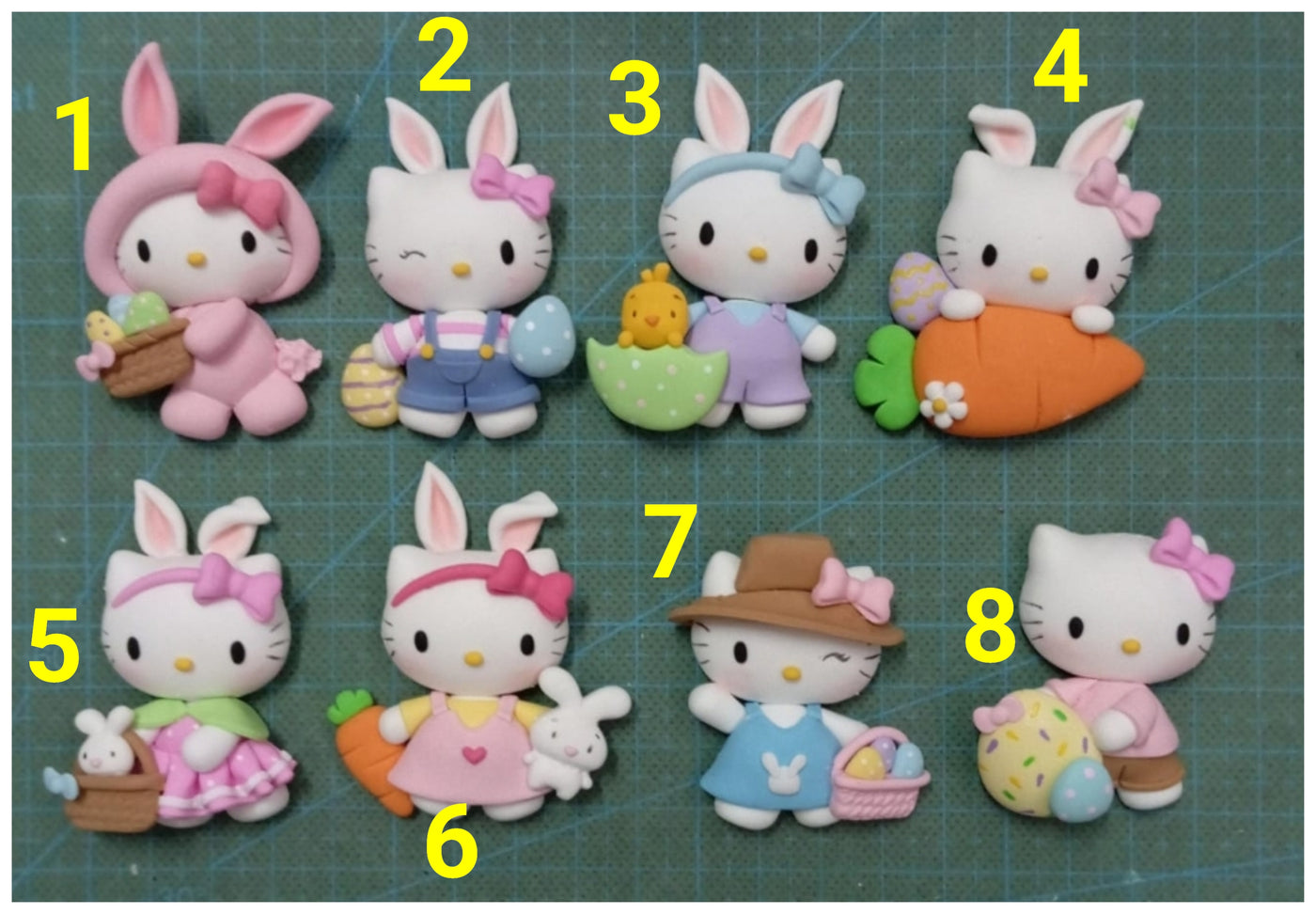 1 x Clay Figure (5cm) - EASTER KITTIES - 8 VARIANTS