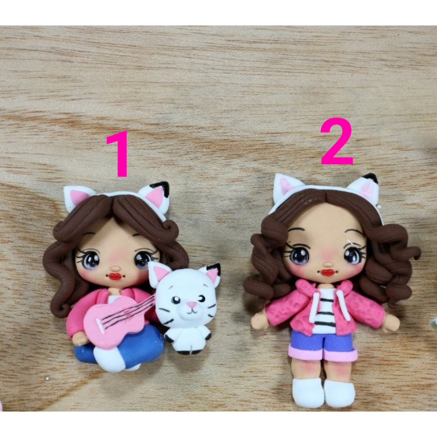 1 x Clay Figure (5cm) - CAT EARS GIRL -  2 VARIANTS