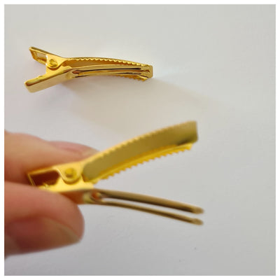 10pcs x 35mm GOLD Double Pronged Alligator Clips.