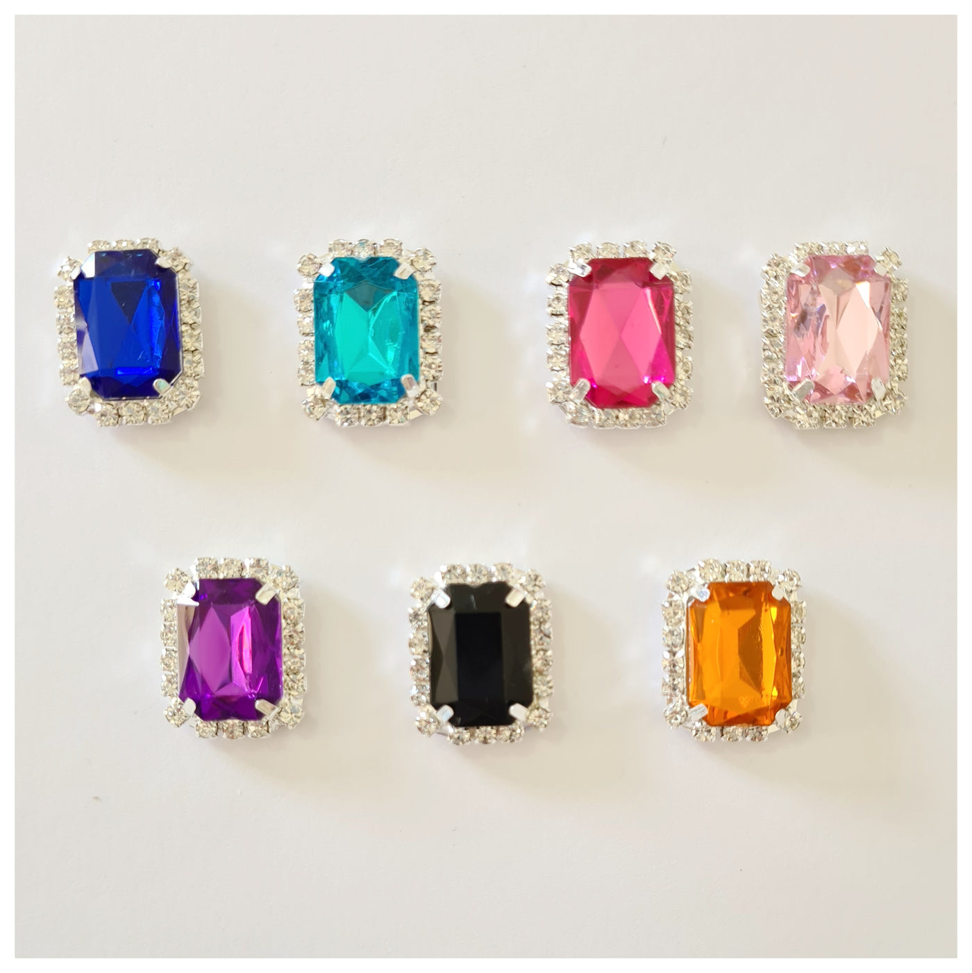 2 x Rectangular Rhinestone Flatback Embellishments