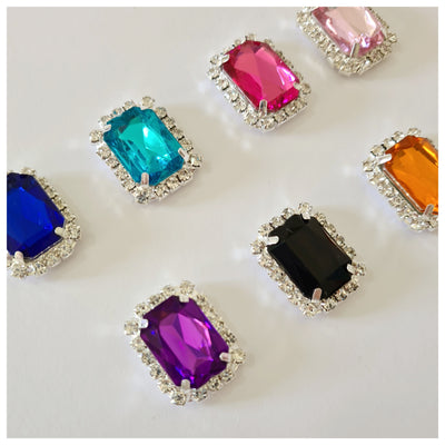2 x Rectangular Rhinestone Flatback Embellishments