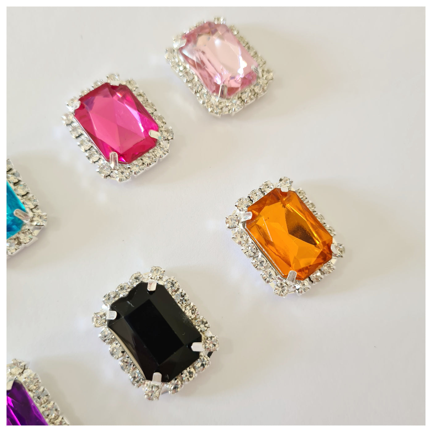 2 x Rectangular Rhinestone Flatback Embellishments