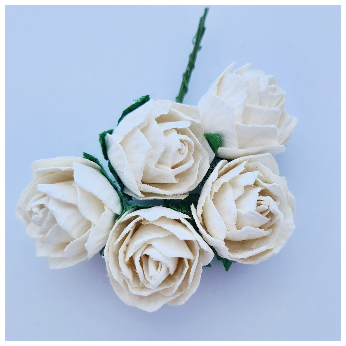 30mm White Mulberry Paper Peony (5 stems)