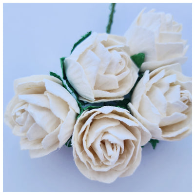 30mm White Mulberry Paper Peony (5 stems)