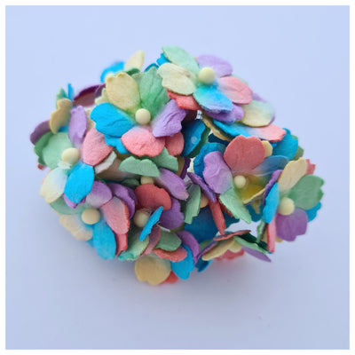 15mm Rainbow Mulberry Paper Sweetheart Blossoms (20 stems)