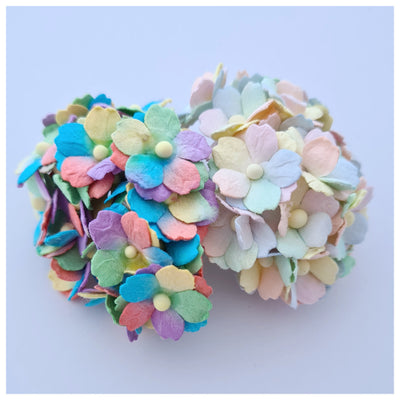 15mm Rainbow Mulberry Paper Sweetheart Blossoms (20 stems)