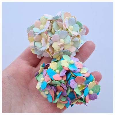 15mm Rainbow Mulberry Paper Sweetheart Blossoms (20 stems)