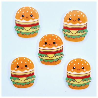 5 x Happy Hamburger Embellishments