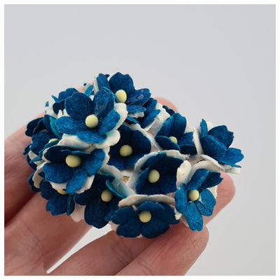 15mm TWO-TONE Mulberry Paper Sweetheart Blossoms (10 stems - various colour choices)