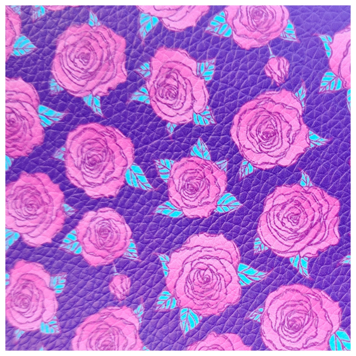 A4 Sheet of Purple Cosmic Floral Litchi Leather.