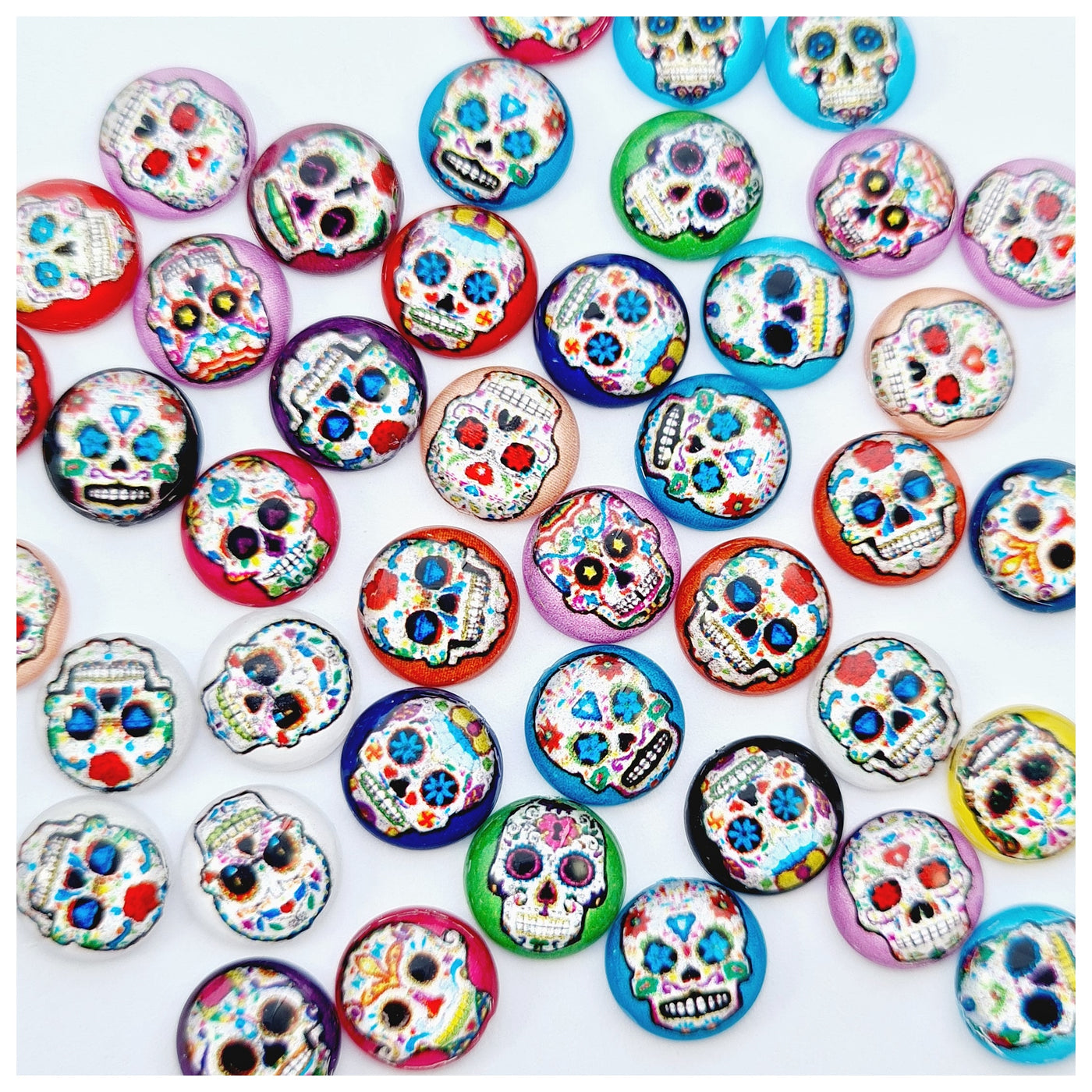20 x Tiny Sugar Skull Embellishments (mixed colours)
