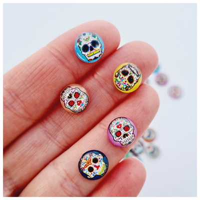 20 x Tiny Sugar Skull Embellishments (mixed colours)