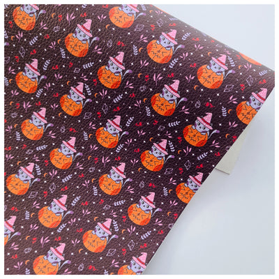 A4 Sheet of Pumpkin Kitty Litchi Leather.