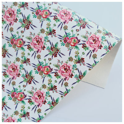 A4 Sheet of Christmas Peonies Litchi Leather