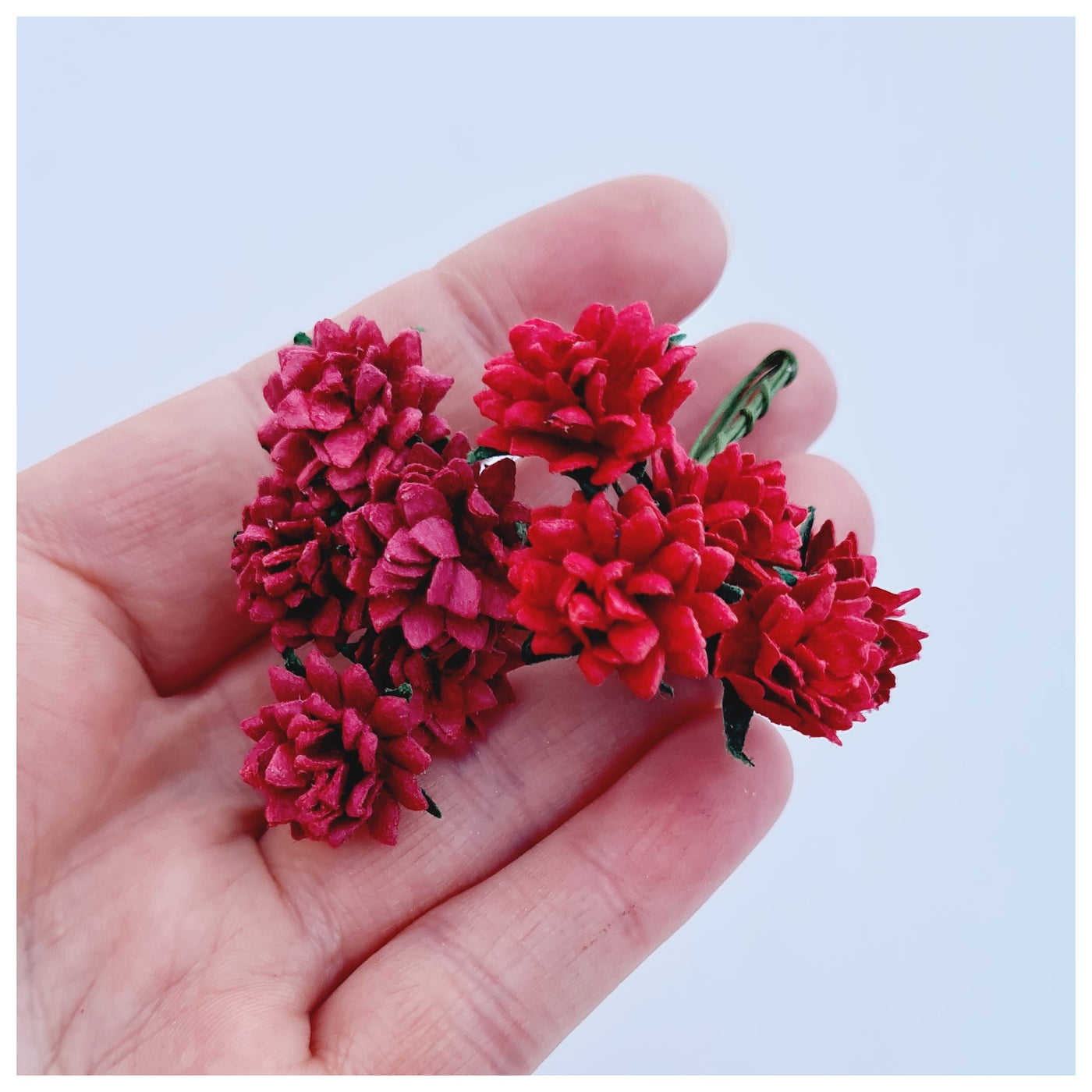 15mm RED Mulberry Paper Aster Daisies (10 stems)