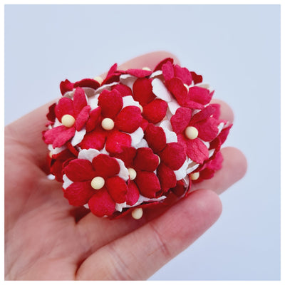 15mm TWO-TONE Mulberry Paper Sweetheart Blossoms (10 stems - various colour choices)