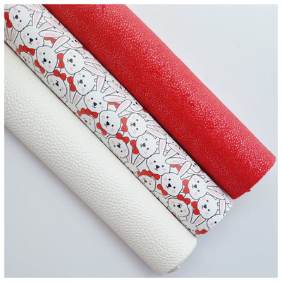 A4 Sheet of Bowtie Bunnies Litchi Leather